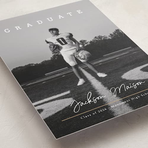 This is a snow graduation announcements with standard by Kaydi Bishop called balance printing on recycled smooth signature in grand