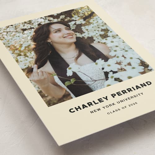 This is a cream graduation announcements with standard by Megan Davis called ludlow printing on recycled smooth signature in grand