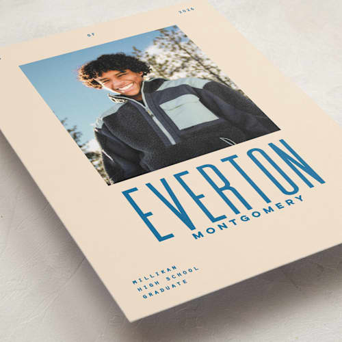This is a bluebird graduation announcements with standard by Owl and Toad called billboard printing on recycled smooth signature in grand