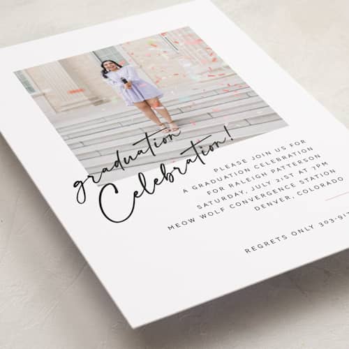 This is a cloud graduation invitations with standard by Jenna Holcomb called modern celebration printing on recycled smooth signature in grand