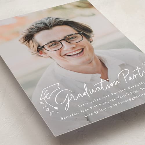 This is a cotton graduation invitations with standard by Creo Study called cap off printing on recycled smooth signature in grand