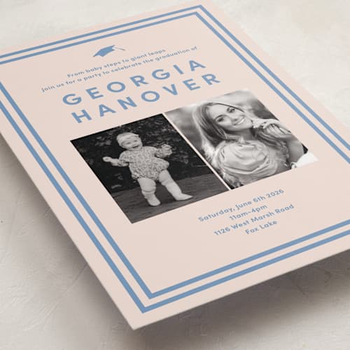 This is a country blue graduation invitations with standard by Inkblot Design called classically done printing on recycled smooth signature in grand