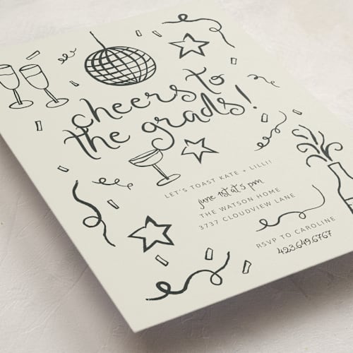 This is a chalkboard graduation invitations with standard by Kelly Watkins called new year cheer printing on signature in grand