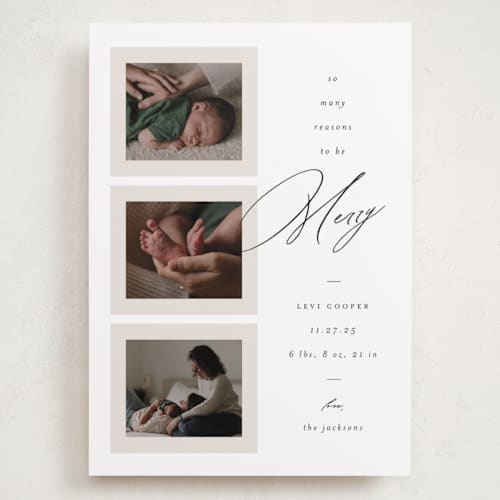 This is a snow babys first christmas with standard by Ashley Iwafuchi called so many reasons printing on recycled smooth signature in grand
