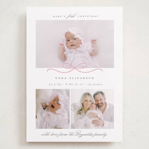 This is a candy babys first christmas with standard by Emily Betts called baby's first printing on recycled smooth signature in grand