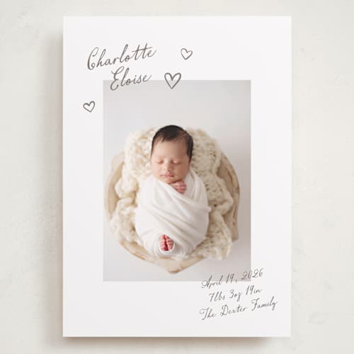 This is a sand grand birth announcements with standard by Pixel and Hank called written printing on recycled smooth signature in grand