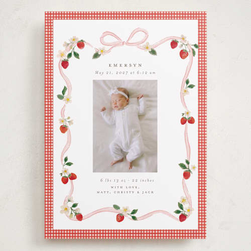 This is a cherry blossom grand birth announcements with standard by Itsy Belle Studio called fraises de bois printing on recycled smooth signature in grand