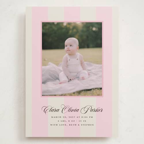 This is a fragola grand birth announcements with standard by Megan Davis called gelato printing on recycled smooth signature in grand
