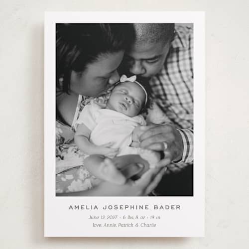 This is a fawn grand birth announcements with standard by Megan Davis called soho printing on recycled smooth signature in grand