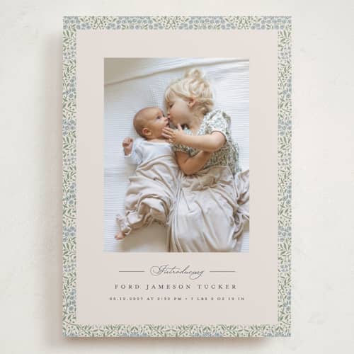 This is a meadow grand birth announcements with standard by Erica Krystek called parisienne printing on recycled smooth signature in grand