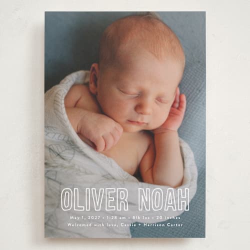 This is a glacier grand birth announcements with standard by Susan Asbill called little name printing on recycled smooth signature in grand