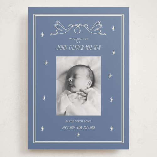 This is a neptune grand birth announcements with standard by Rina Ozum called our little miracle printing on recycled smooth signature in grand