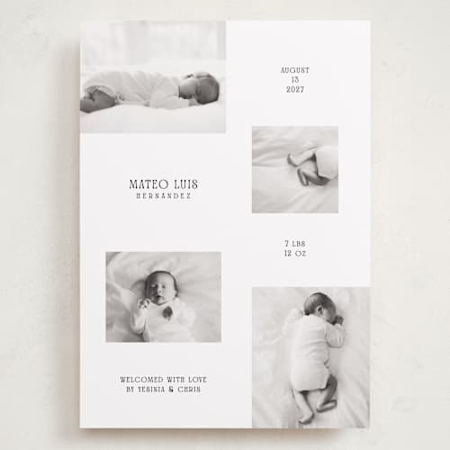 This is a sugar grand birth announcements with standard by Owl and Toad called keepsake printing on recycled smooth signature in grand
