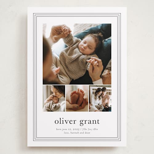 This is a cotton grand birth announcements with standard by Stacey Meacham called classy frame printing on recycled smooth signature in grand