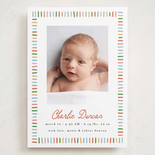 This is a rainbow grand birth announcements with standard by Maria Alou called coloring book printing on recycled smooth signature in grand