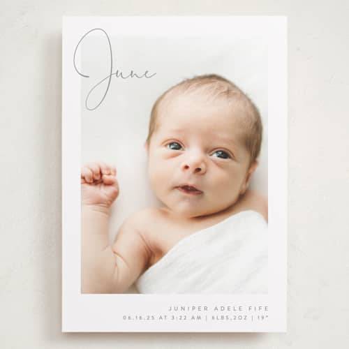 This is a storm grand birth announcements with standard by Olivia Raufman called chic introduction printing on recycled smooth signature in grand