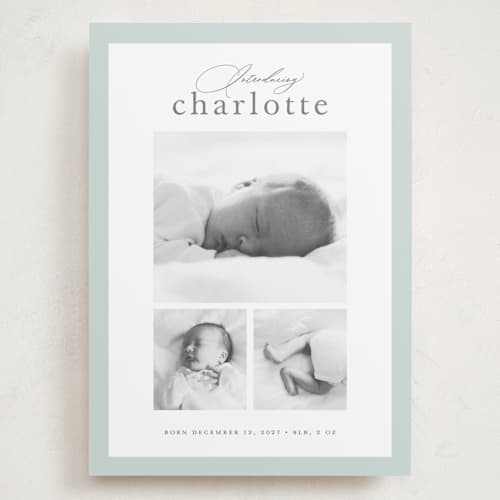 This is a pool grand birth announcements with standard by Sarah Curry called little gallery printing on recycled smooth signature in grand