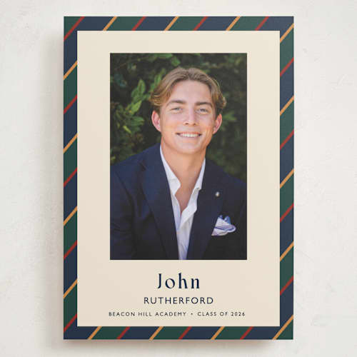 This is a navy graduation announcements with standard by Sarah Rosenthal called belmont printing on recycled smooth signature in grand