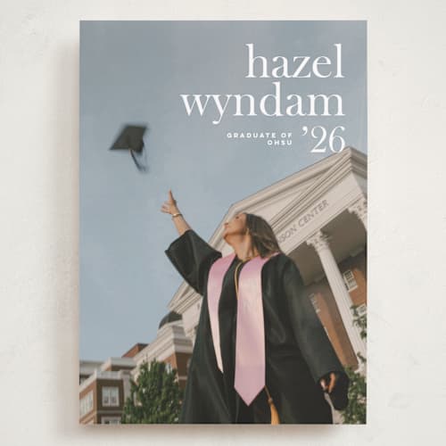 This is a moon graduation announcements with standard by Bryanna Mehner called crest printing on recycled smooth signature in grand