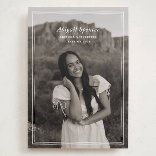 This is a cream graduation announcements with standard by Ellen Schlegelmilch called abigail printing on recycled smooth signature in grand