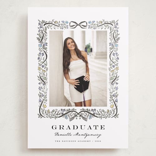This is a ink graduation announcements with standard by Petra Kern called floristica printing on recycled smooth signature in grand