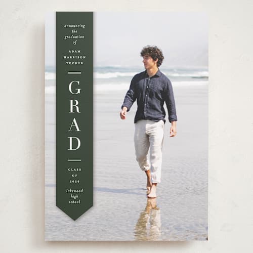 This is a pine graduation announcements with standard by Lauren Chism called classic sash printing on recycled smooth signature in grand