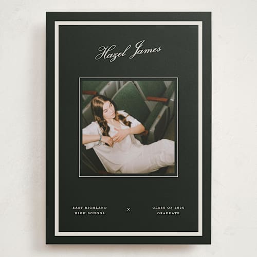 This is a jade graduation announcements with standard by Pixel and Hank called prepped printing on recycled smooth signature in grand