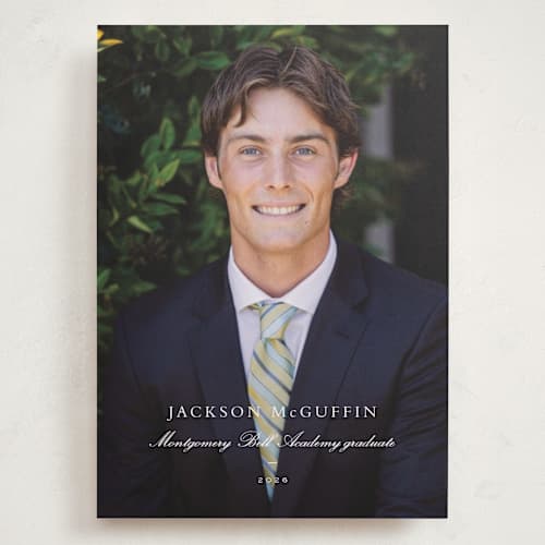 This is a cloud graduation announcements with standard by Sara Hicks Malone called academy printing on recycled smooth signature in grand