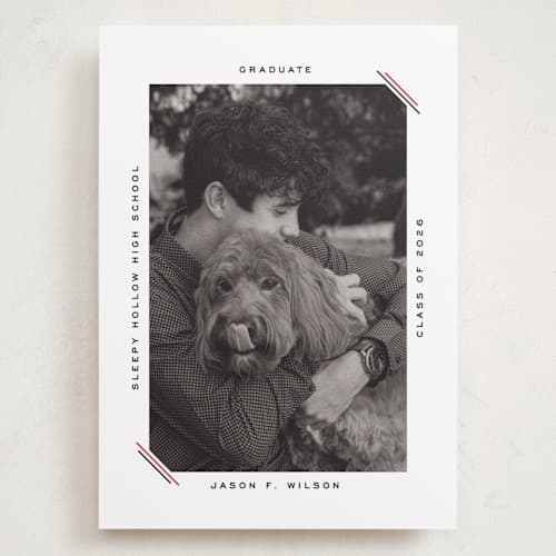 This is a coal graduation announcements with standard by Claudia Orengo called color stripes printing on recycled smooth signature in grand