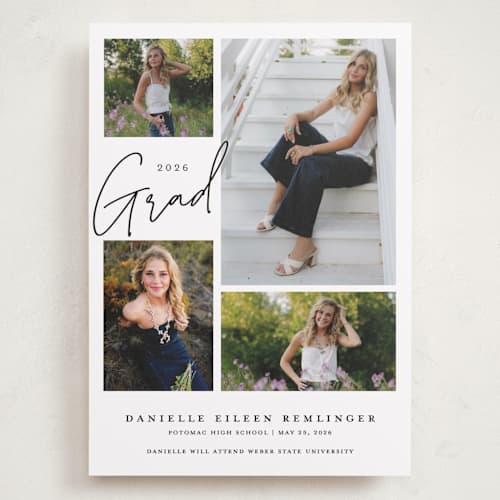 This is a cloud graduation announcements with standard by That Girl Press called around the corner printing on recycled smooth signature in grand