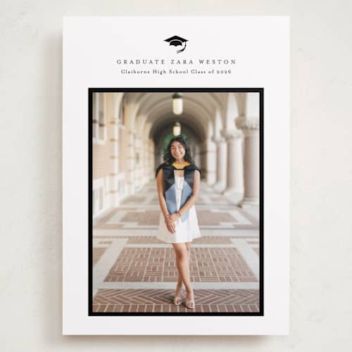 This is a cotton graduation announcements with standard by Stacey Meacham called elegant frame printing on recycled smooth signature in grand