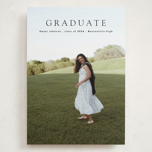 This is a pepper graduation announcements with standard by Bryanna Mehner called minimalism printing on recycled smooth signature in grand