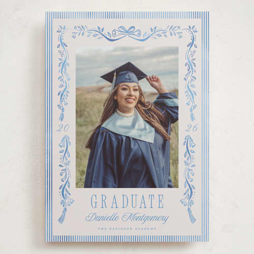 This is a sky graduation announcements with standard by Petra Kern called hats down printing on recycled smooth signature in grand