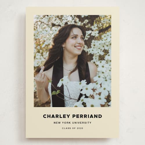 This is a cream graduation announcements with standard by Megan Davis called ludlow printing on recycled smooth signature in grand