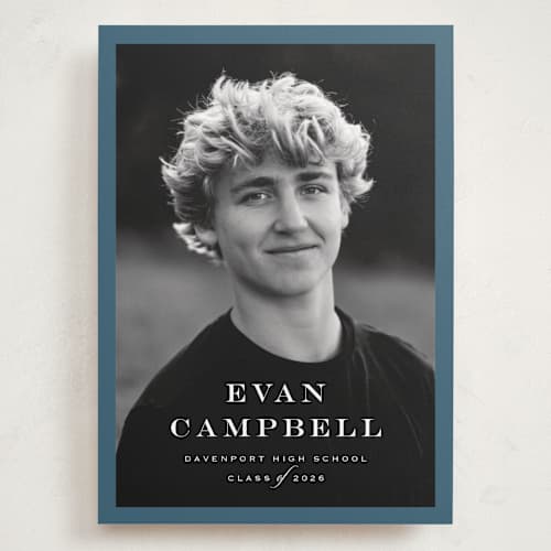 This is a rain graduation announcements with standard by Carolyn MacLaren called forever young printing on recycled smooth signature in grand