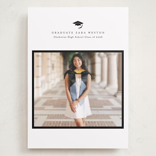 This is a cotton graduation announcements with standard by Stacey Meacham called elegant frame printing on recycled smooth signature in grand