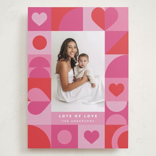 This is a raspberry valentines day with standard by Maria Alou called paper hearts printing on recycled smooth signature in grand