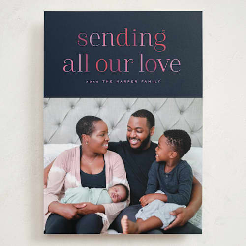 This is a nightshade valentines day with standard by Hooray Creative called type of love printing on recycled smooth signature in grand