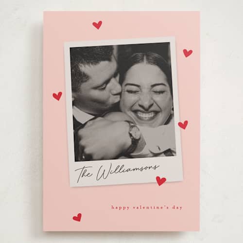 This is a blush valentines day with standard by Karidy Walker called confetti hearts snapshot printing on recycled smooth signature in grand