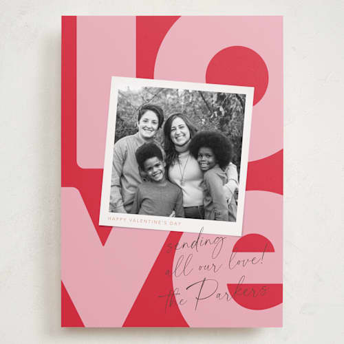 This is a raspberry valentines day with standard by Robert and Stella called really big love printing on recycled smooth signature in grand