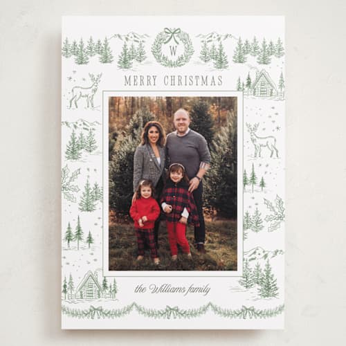 This is a forest holiday photo cards with standard by Petra Kern called winter mountain tale printing on recycled smooth signature in grand