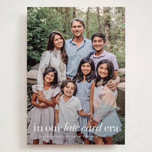 This is a cloud holiday photo cards with standard by Sara Hicks Malone called late card era printing on recycled smooth signature in grand