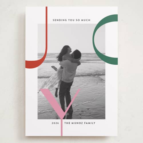 This is a holly holiday photo cards with standard by Annie Holmquist called big joy printing on recycled smooth signature in grand
