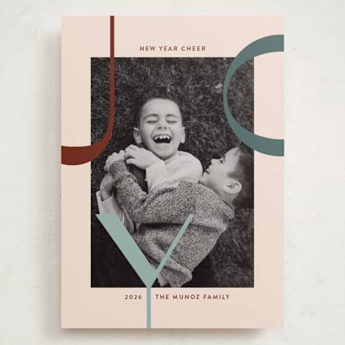 This is a cream holiday photo cards with standard by Annie Holmquist called big joy printing on recycled smooth signature in grand