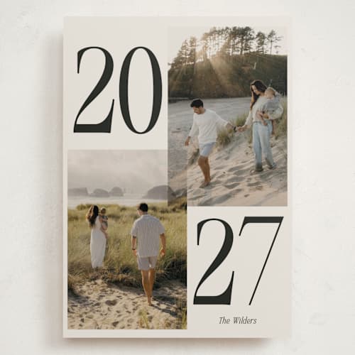 This is a coal holiday photo cards with standard by Morgan Kendall called balanced printing on recycled smooth signature in grand