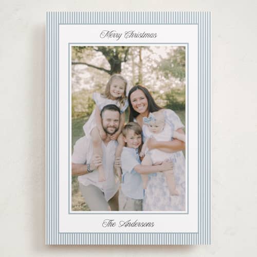 This is a pool holiday photo cards with standard by Annie Shapiro called little stripes printing on recycled smooth signature in grand
