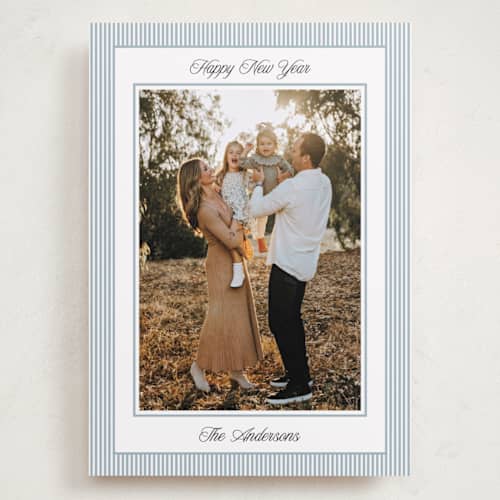 This is a pool holiday photo cards with standard by Annie Shapiro called little stripes printing on recycled smooth signature in grand