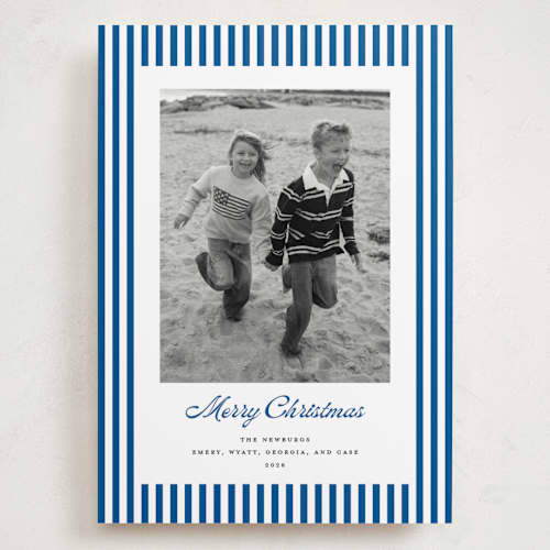 This is a ocean holiday photo cards with standard by Erika Firm called mini cabana stripes printing on recycled smooth signature in grand