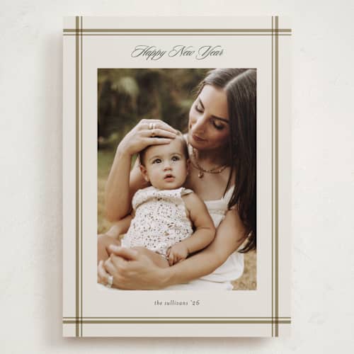 This is a golden holiday photo cards with standard by Stacey Meacham called elegant overlap printing on recycled smooth signature in grand