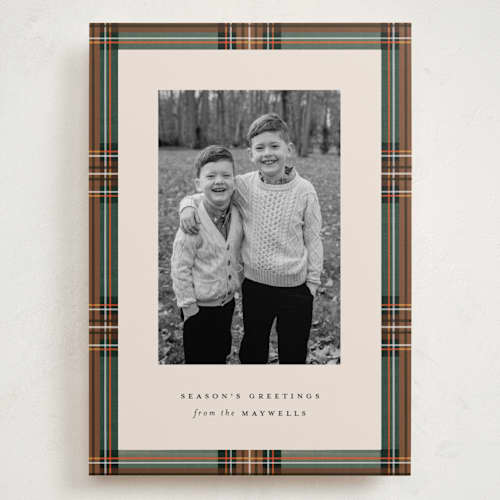 This is a hazel holiday photo cards with standard by Olivia Kanaley Inman called highland holiday printing on recycled smooth signature in grand